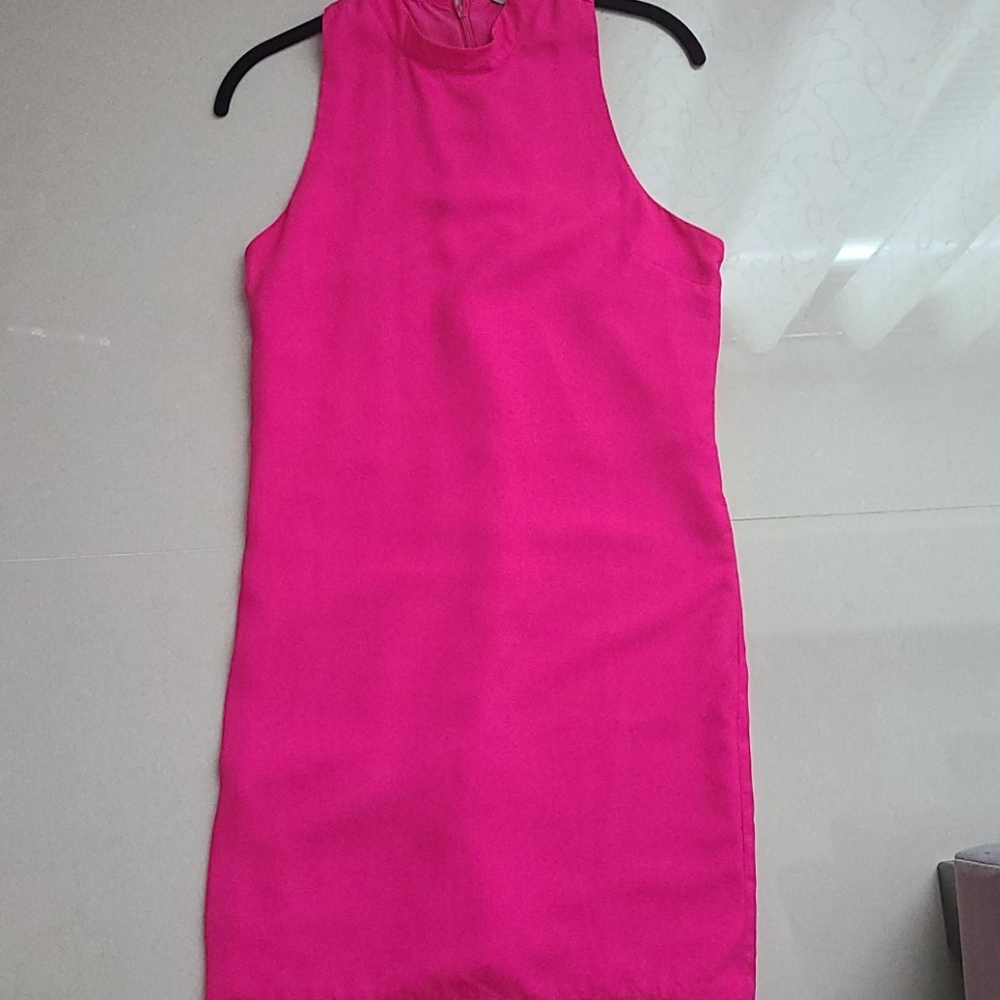 Hot pink halter dress